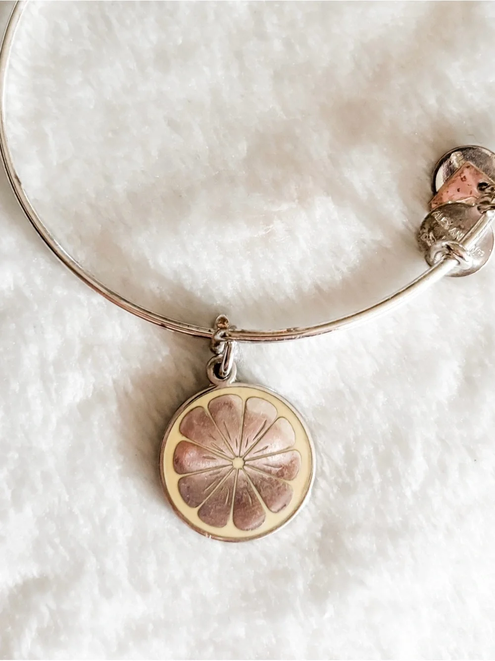 Alex and Ani Zest For Life Charm  Bangle Bracelet - Silver & Yellow